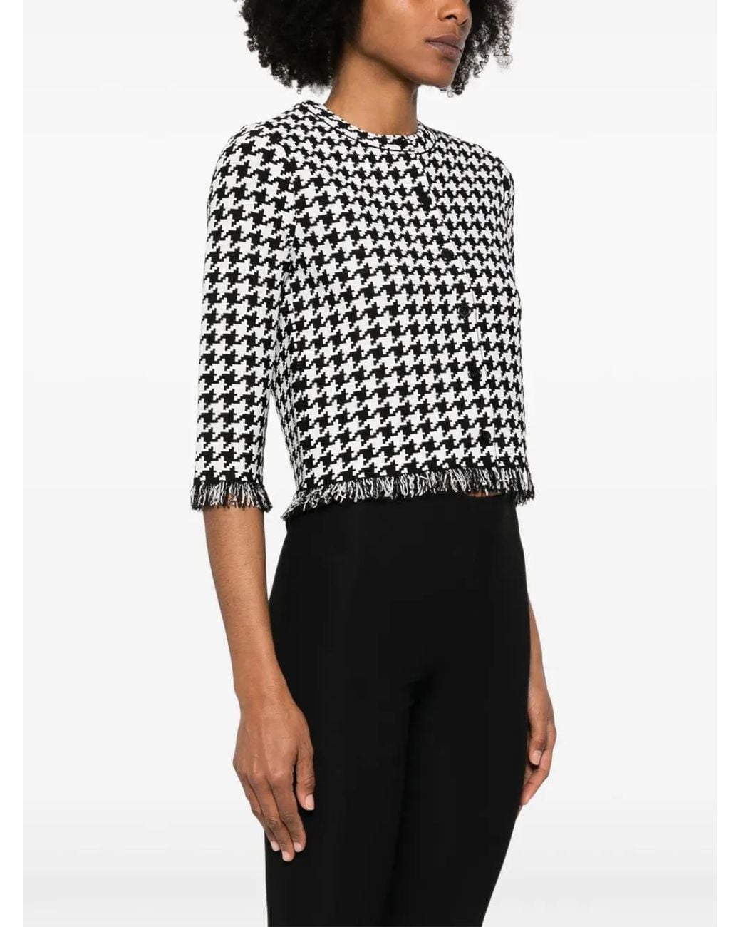 Alexander McQueen Black Houndstooth-Pattern Jacket