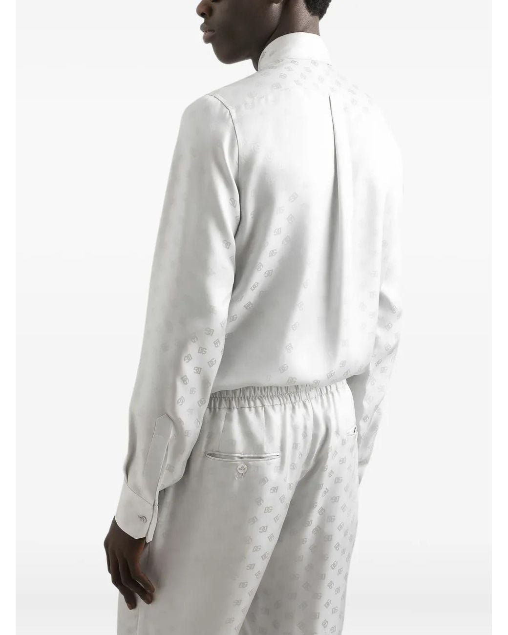 Dolce & Gabbana White Logo-Jacquard Shirt for men