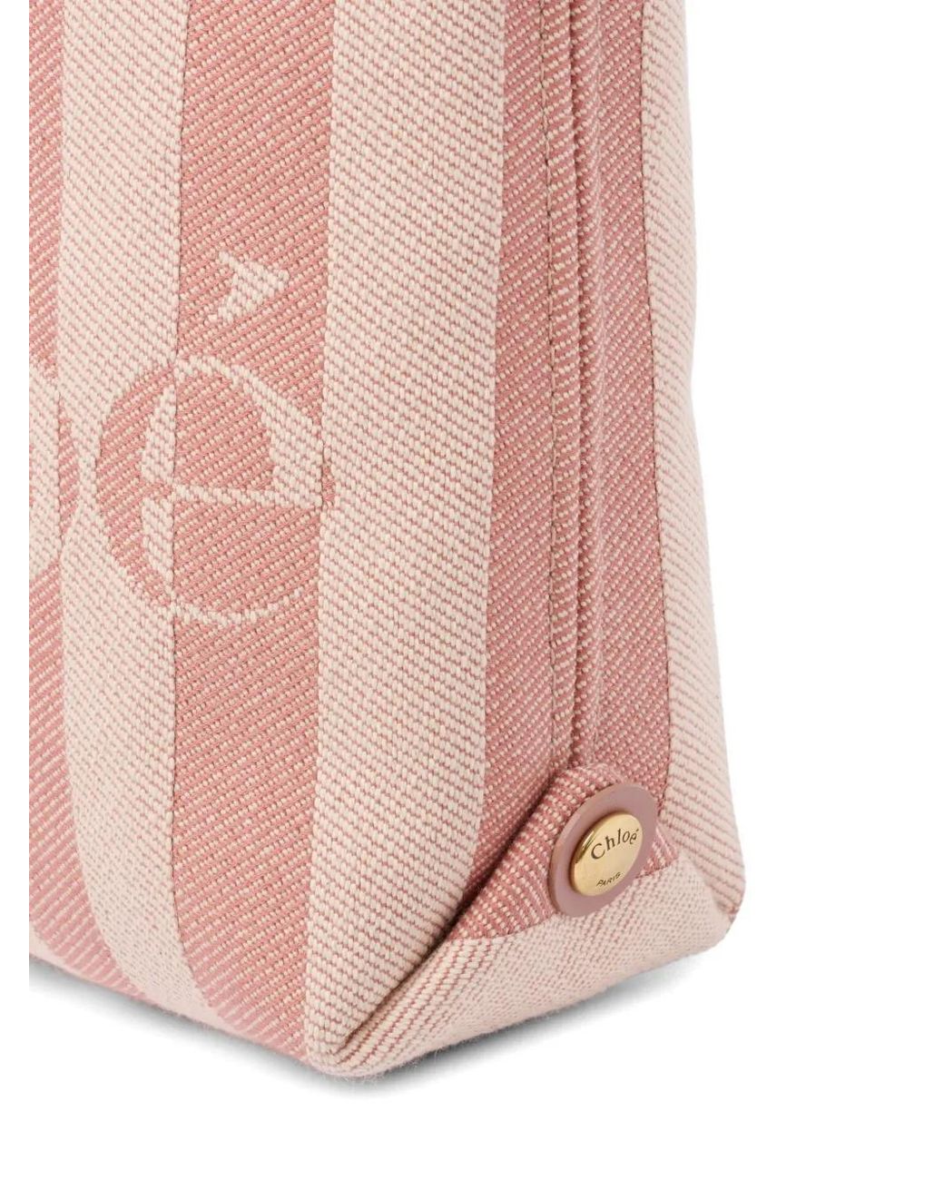 Chloé White Mini Stripy Tote Bag