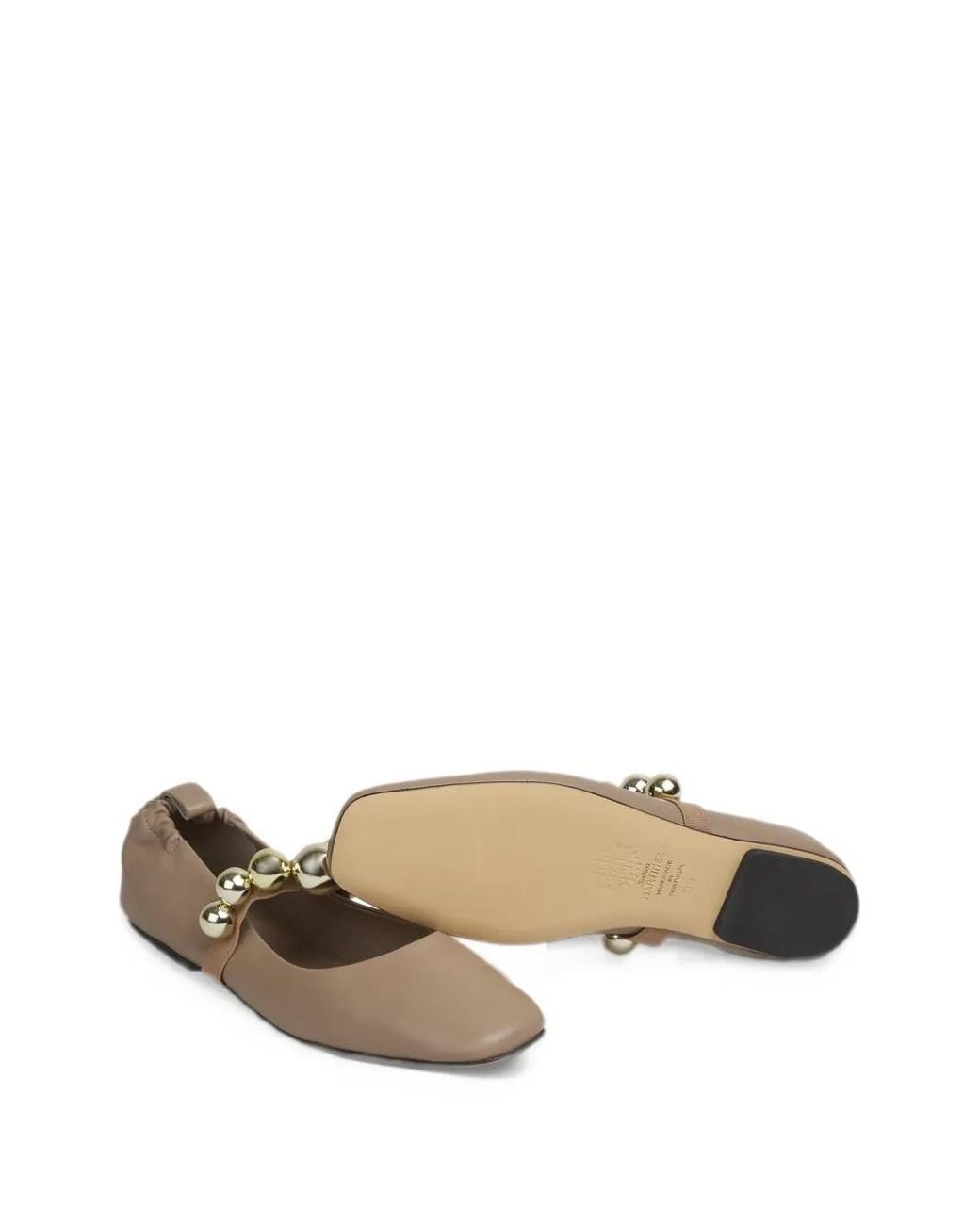 Souliers Martinez White Flamenco Sphere-Embellished Ballet Flats