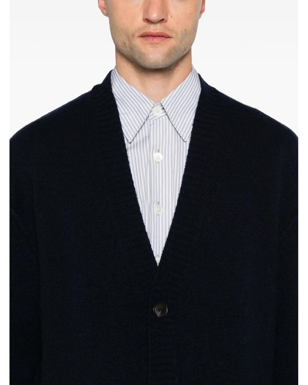 Diana Studio Black V-Neck Ribbed-Trim Cardigan for men