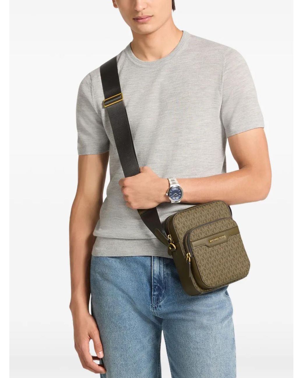 Michael Kors Green Mini Sac De Voyage Hudson Signature À Logo for men