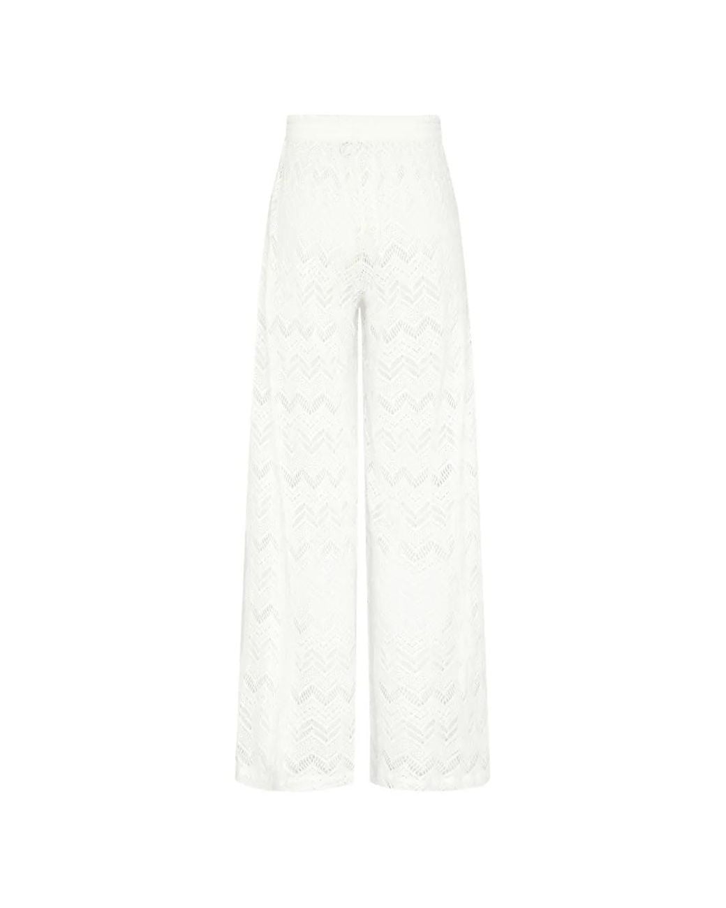 Vilebrequin White Line Chevron-Knit Wide-Leg Trousers