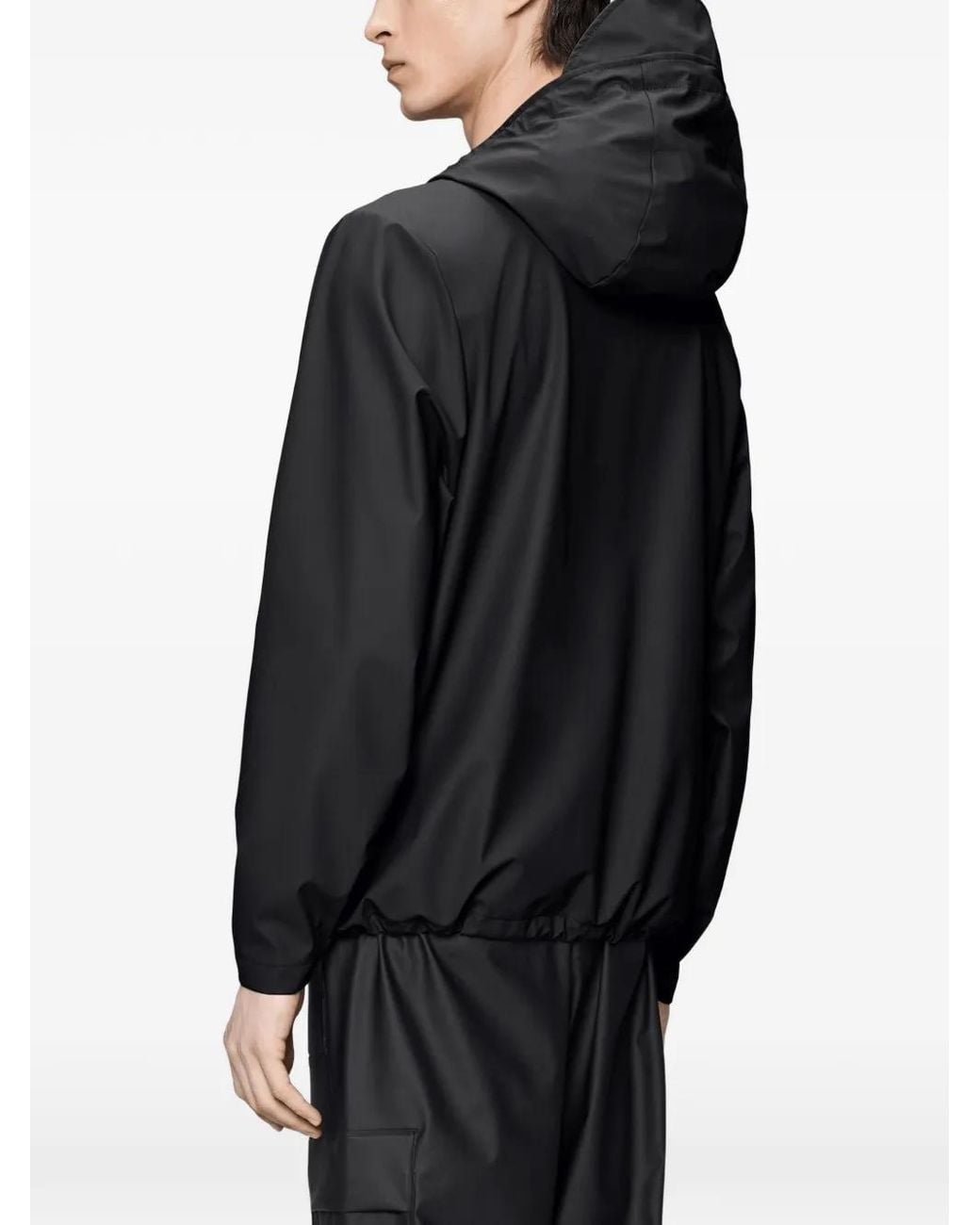 Rains Black Pocket Hooded Jacket