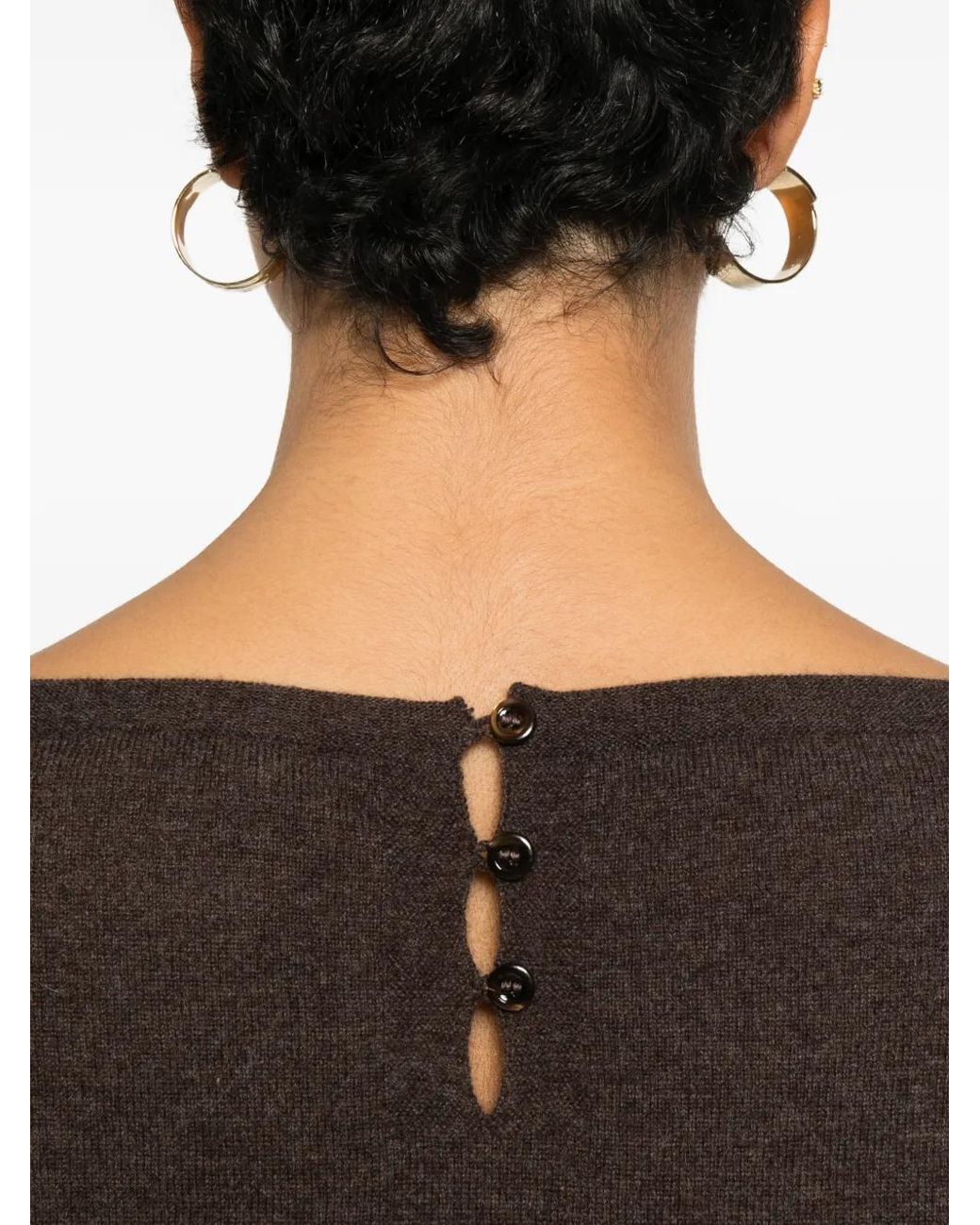 Gran Sasso Brown Boat-Neck Top