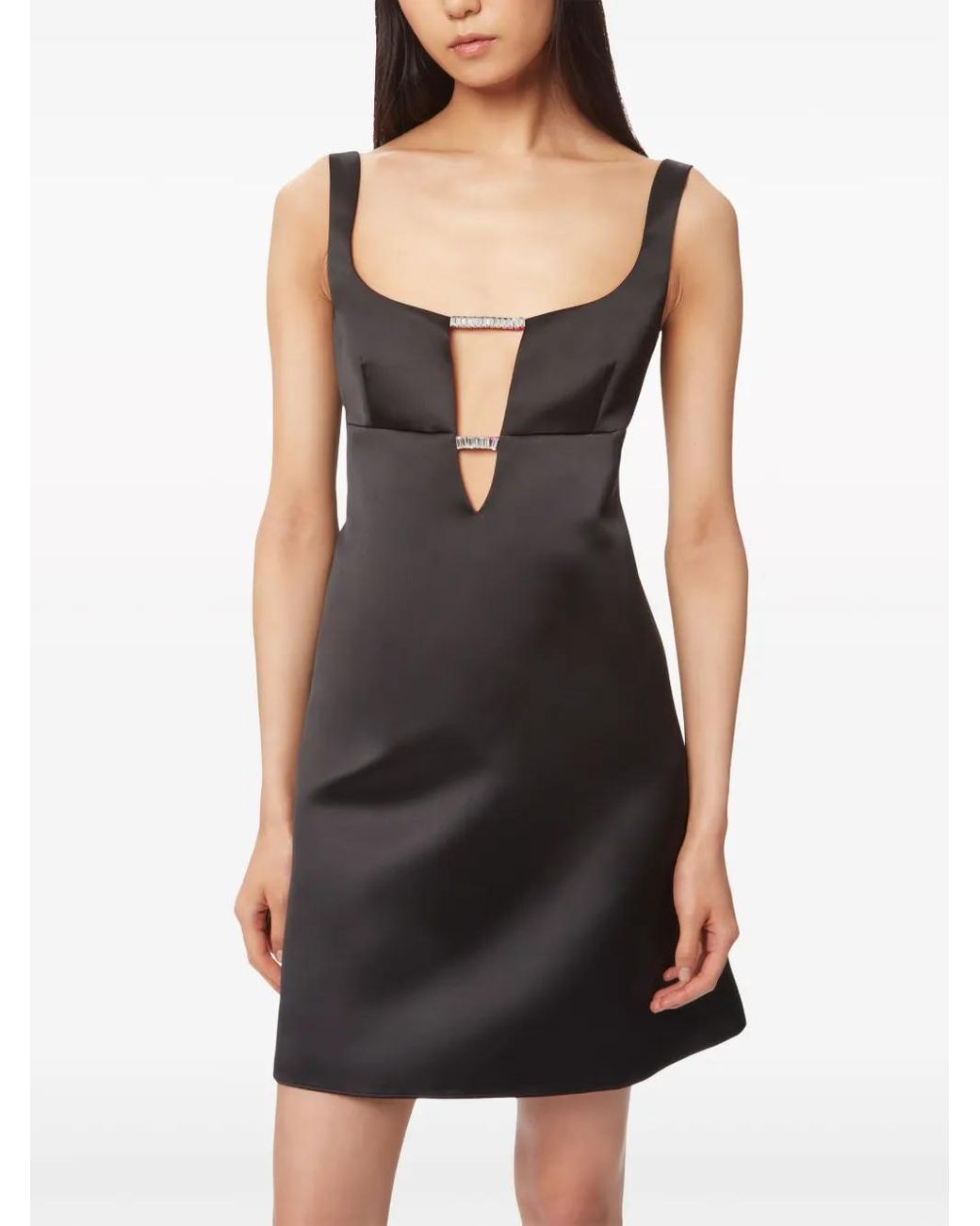 Nina Ricci Black Satin-Finish A-Line Minidress