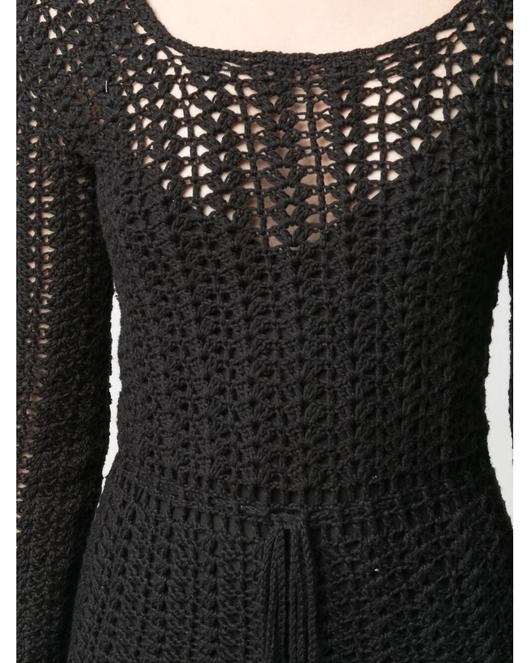 Matimì Black Crochet Tie-Waist Dress