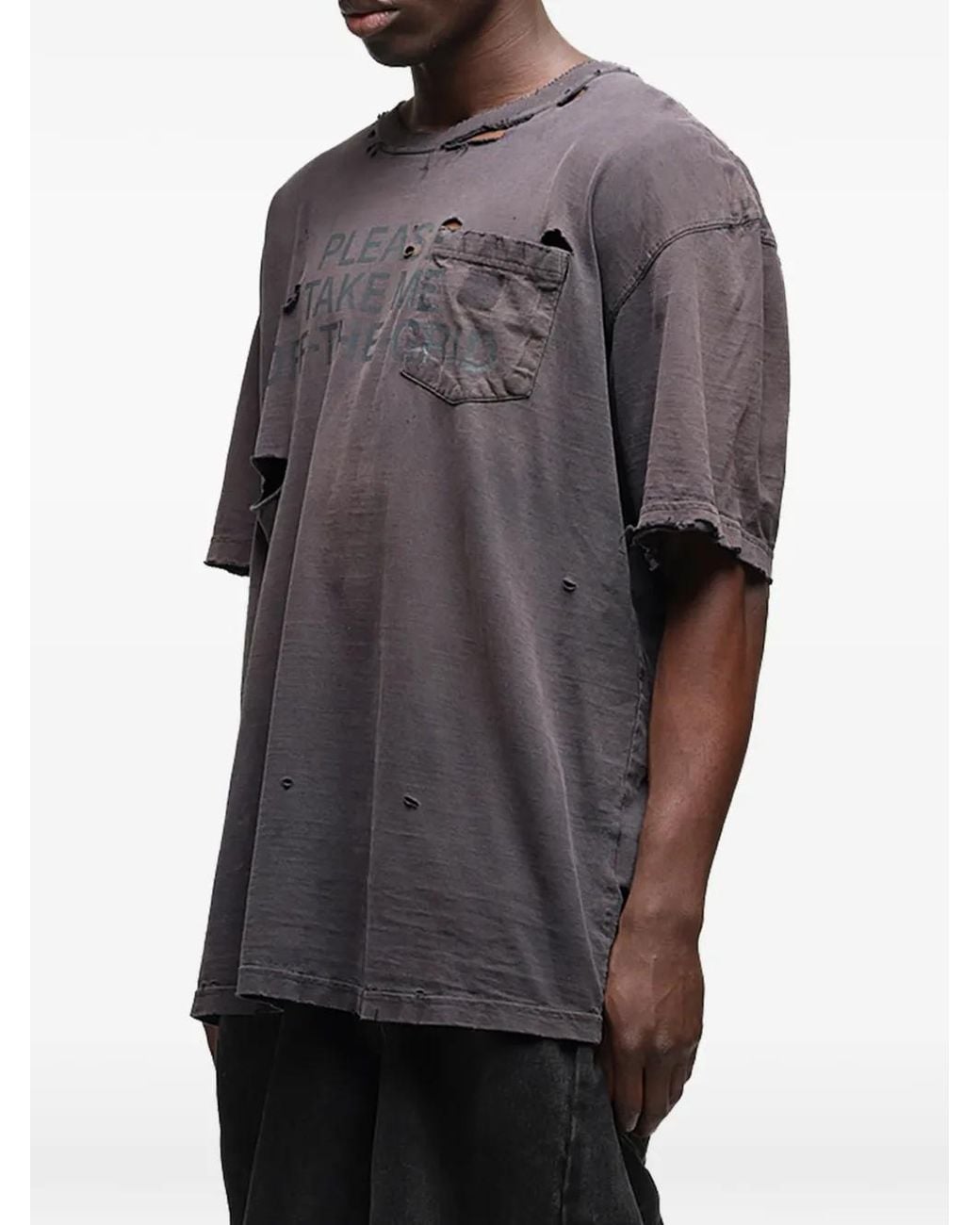 Waldi Blue Reworked Work Distressed T-Shirt for men