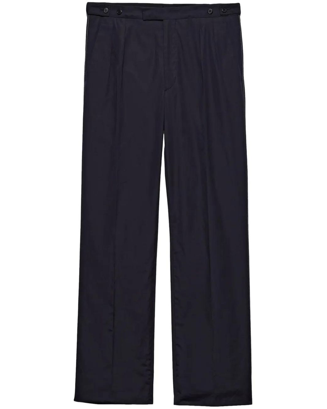 Prada Blue Wide-Leg Cotton Trousers for men