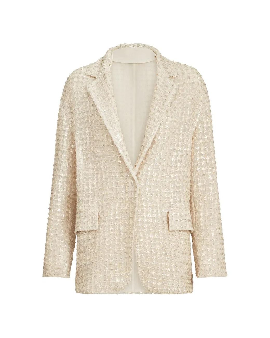 Brunello Cucinelli White Net-Embroidery Silk Blazer