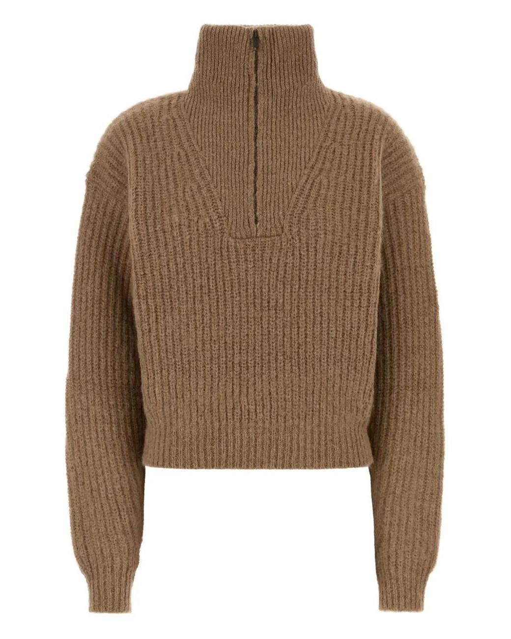 Isabel Marant Brown Turtleneck Ribbed Sweater