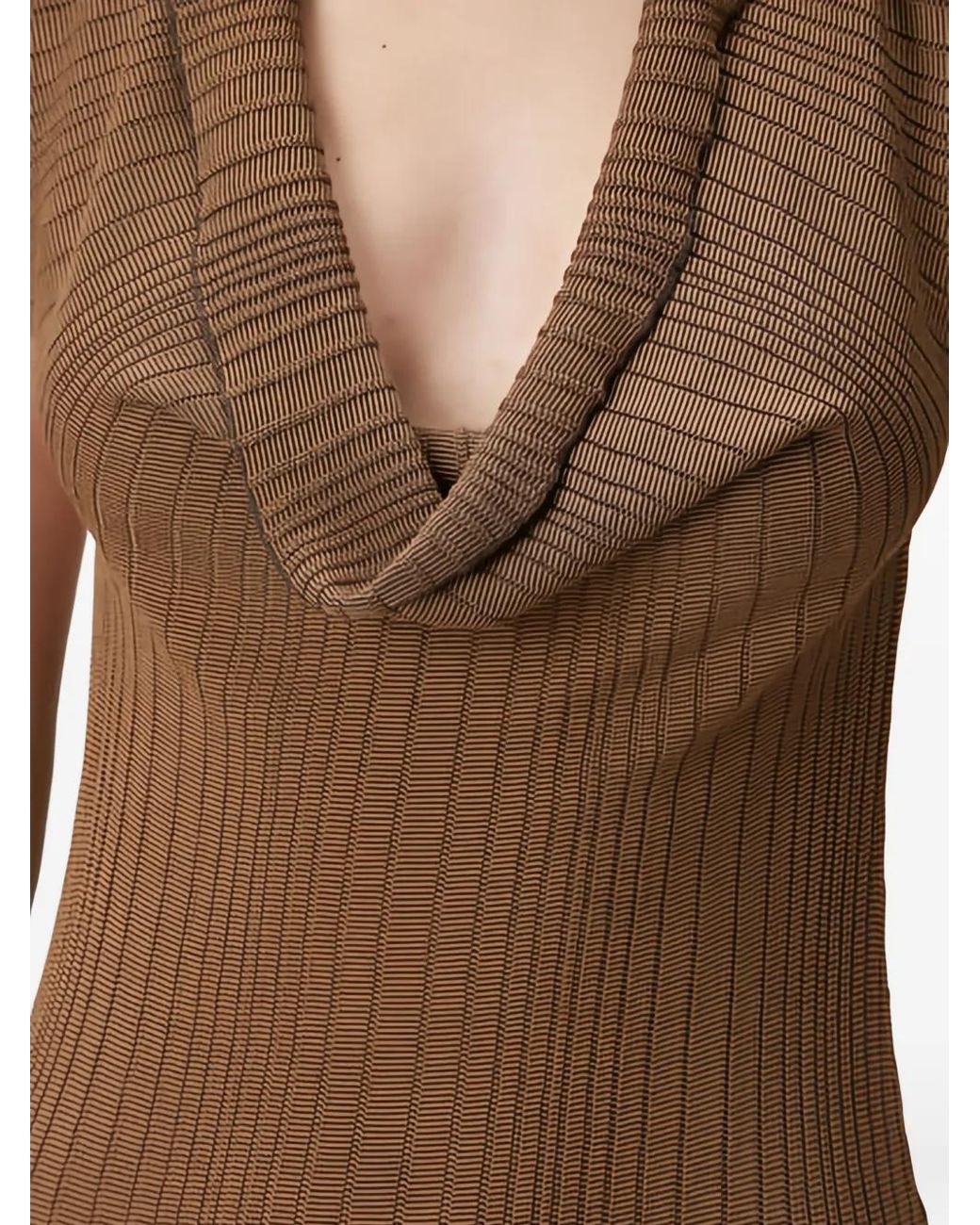 AYA MUSE Natural Robe Courte En Maille À Design Côtelé