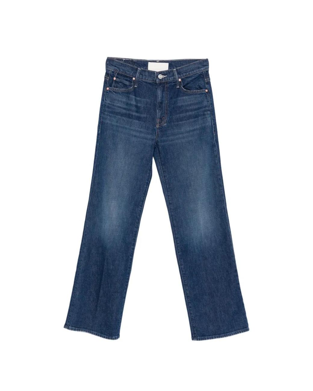 Mother Blue Faded-Effect Whiskered Jeans