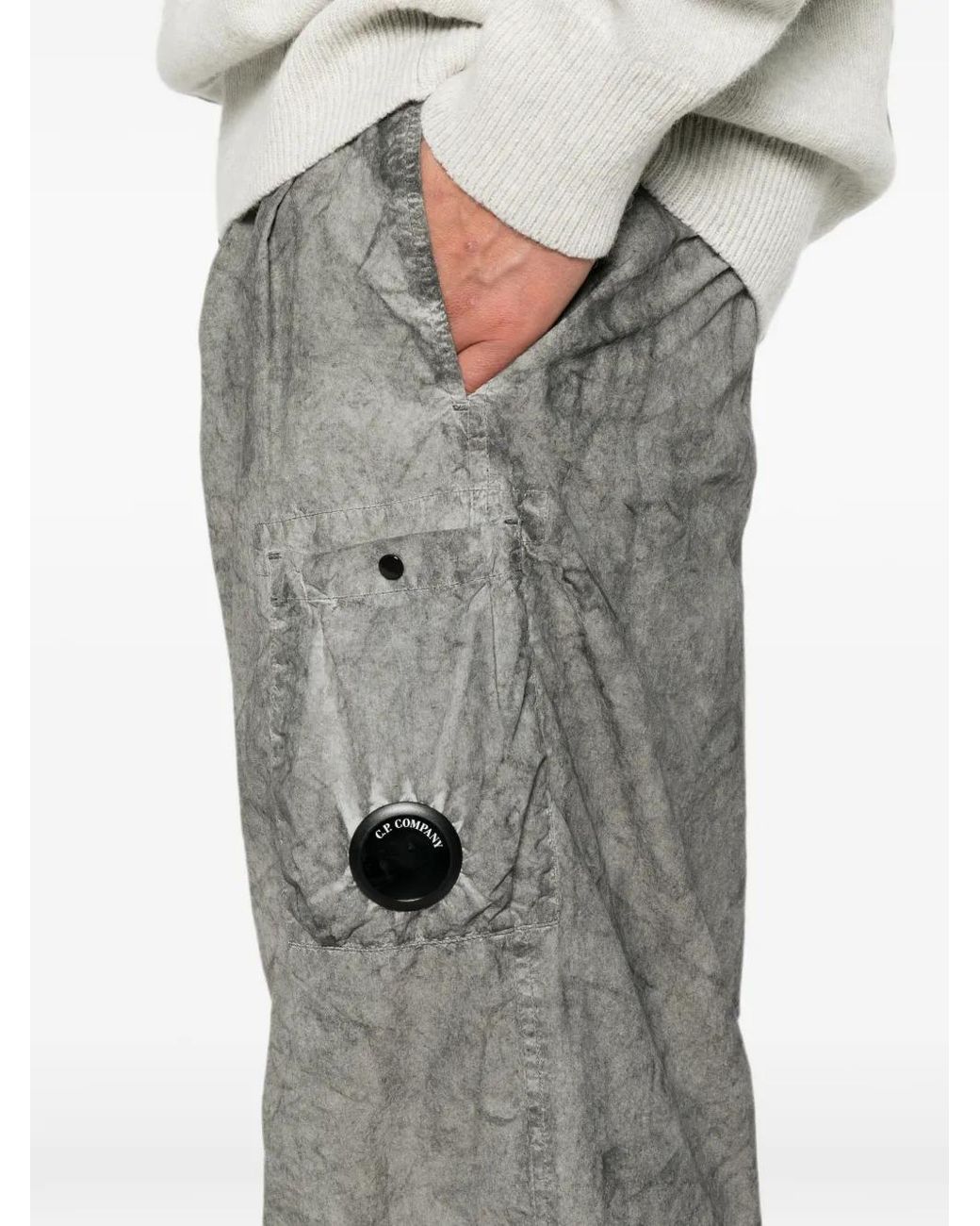 C P Company Gray Lens-Detail Cargo Pants for men