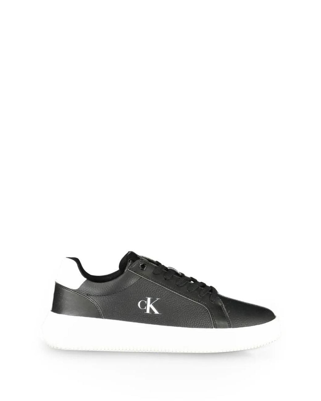 Calvin Klein Black Chunky Cupsole Logo-Print Pebbled Sneakers for men