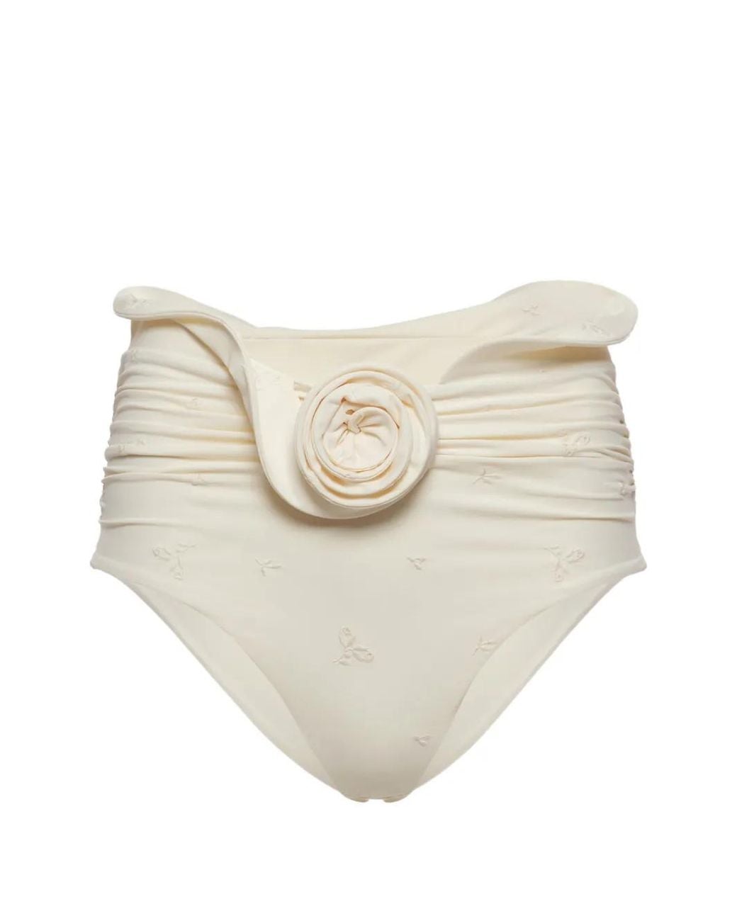 Magda Butrym White Embroidered Floral-Appliqué Bikini Bottoms