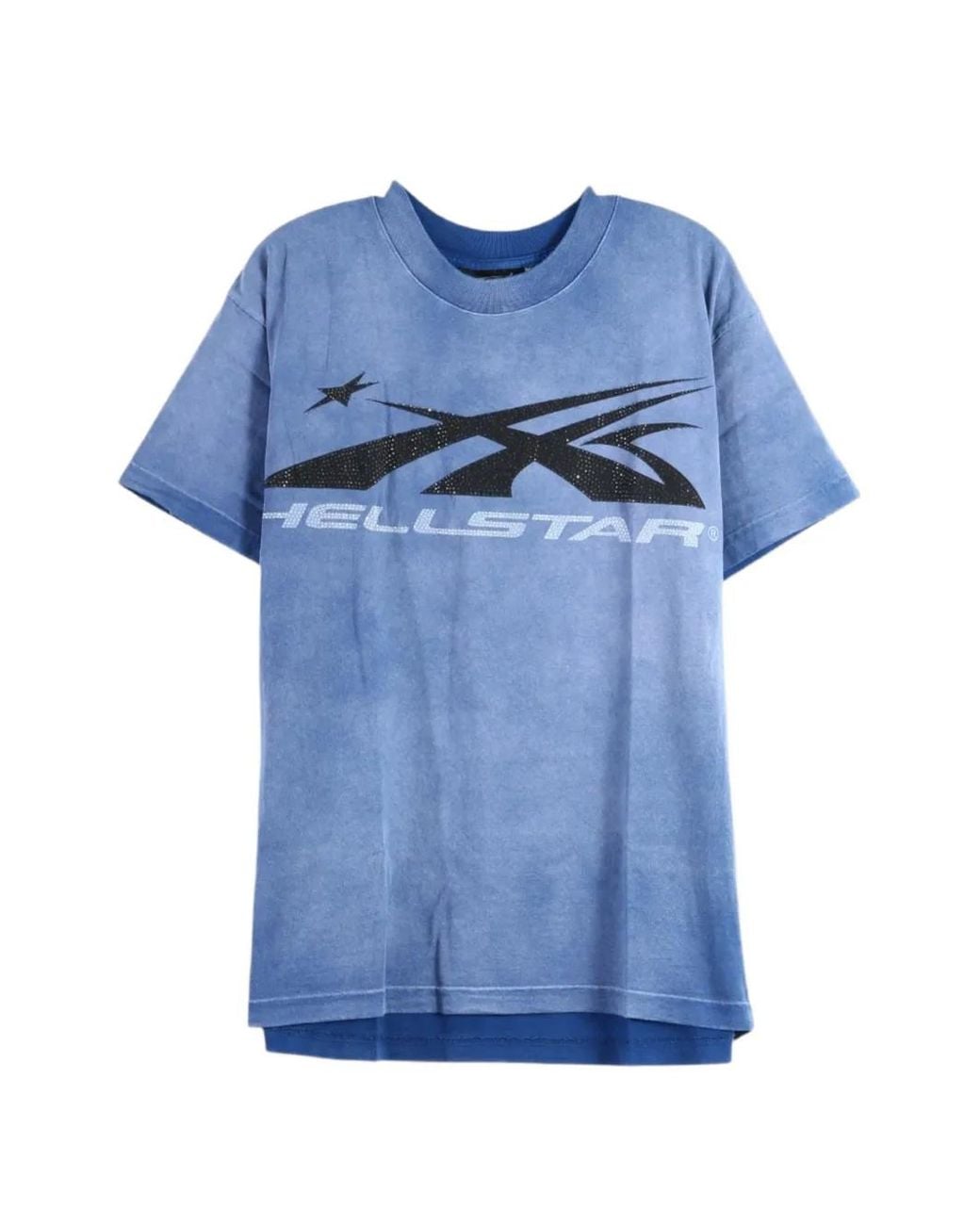 HELLSTAR Blue Graphic-Print Cotton T-Shirt for men
