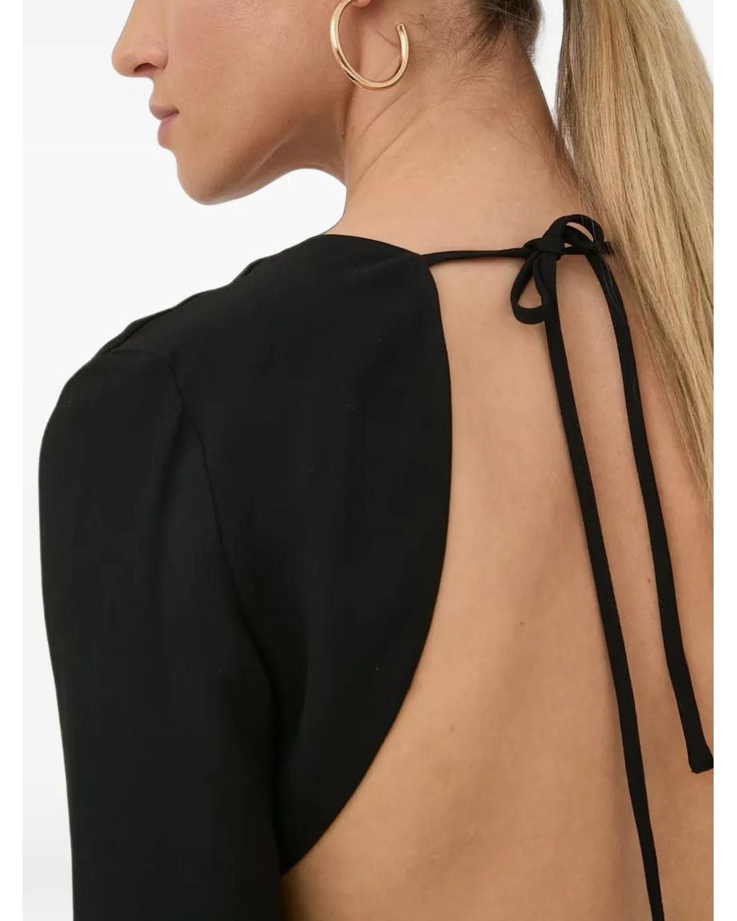 Herskind Black Olivia Tie-Back Long-Sleeve Mini Dress