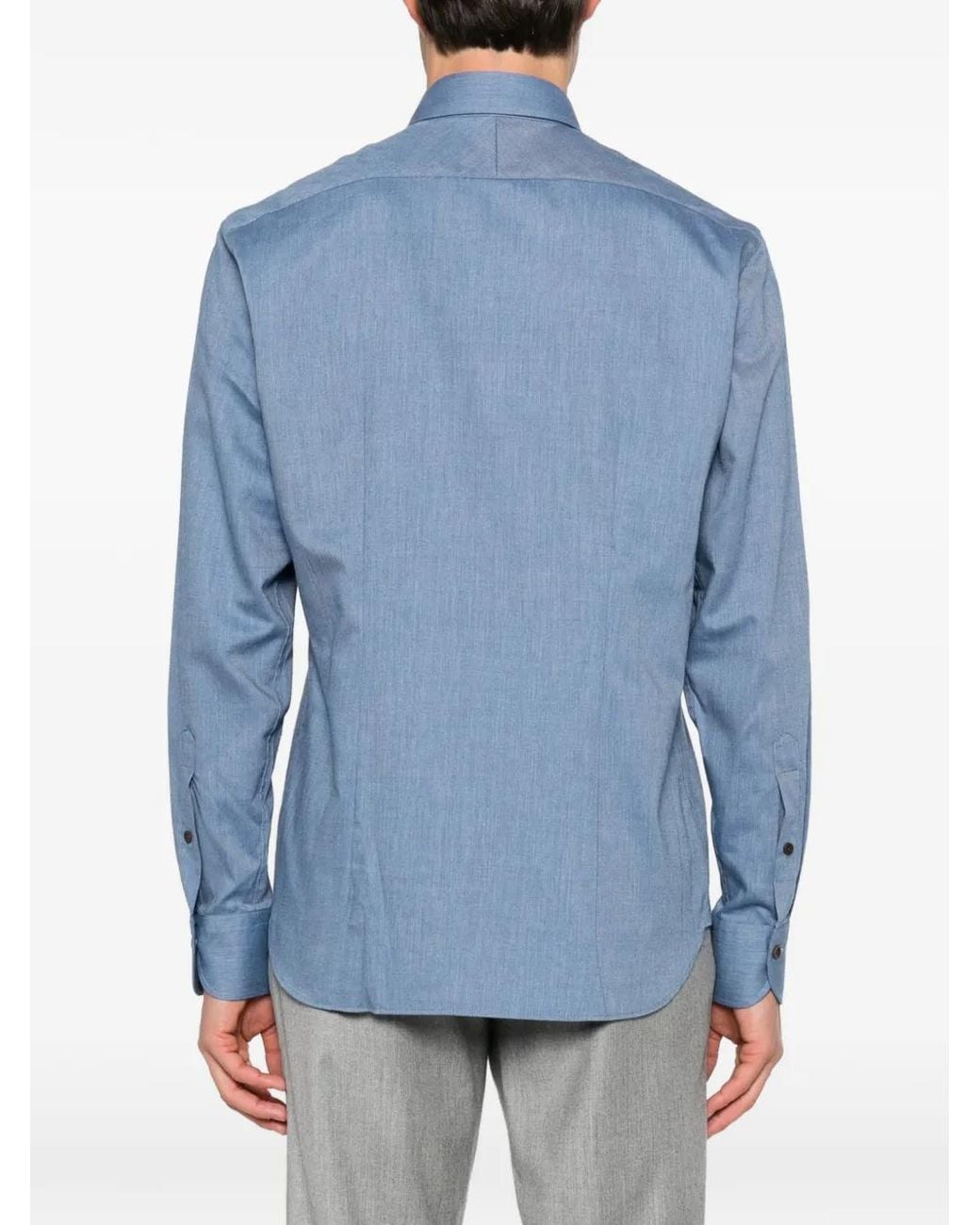 Olymp Blue Twill Long-Sleeve Shirt for men