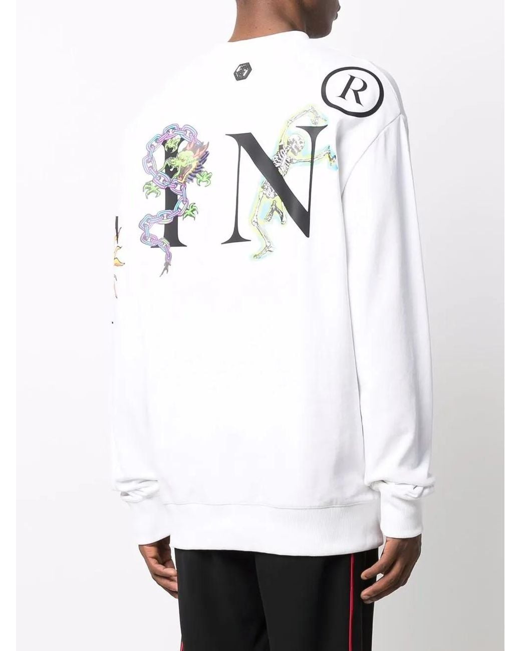 Philipp Plein White Graphic-Print Cotton Sweatshirt for men