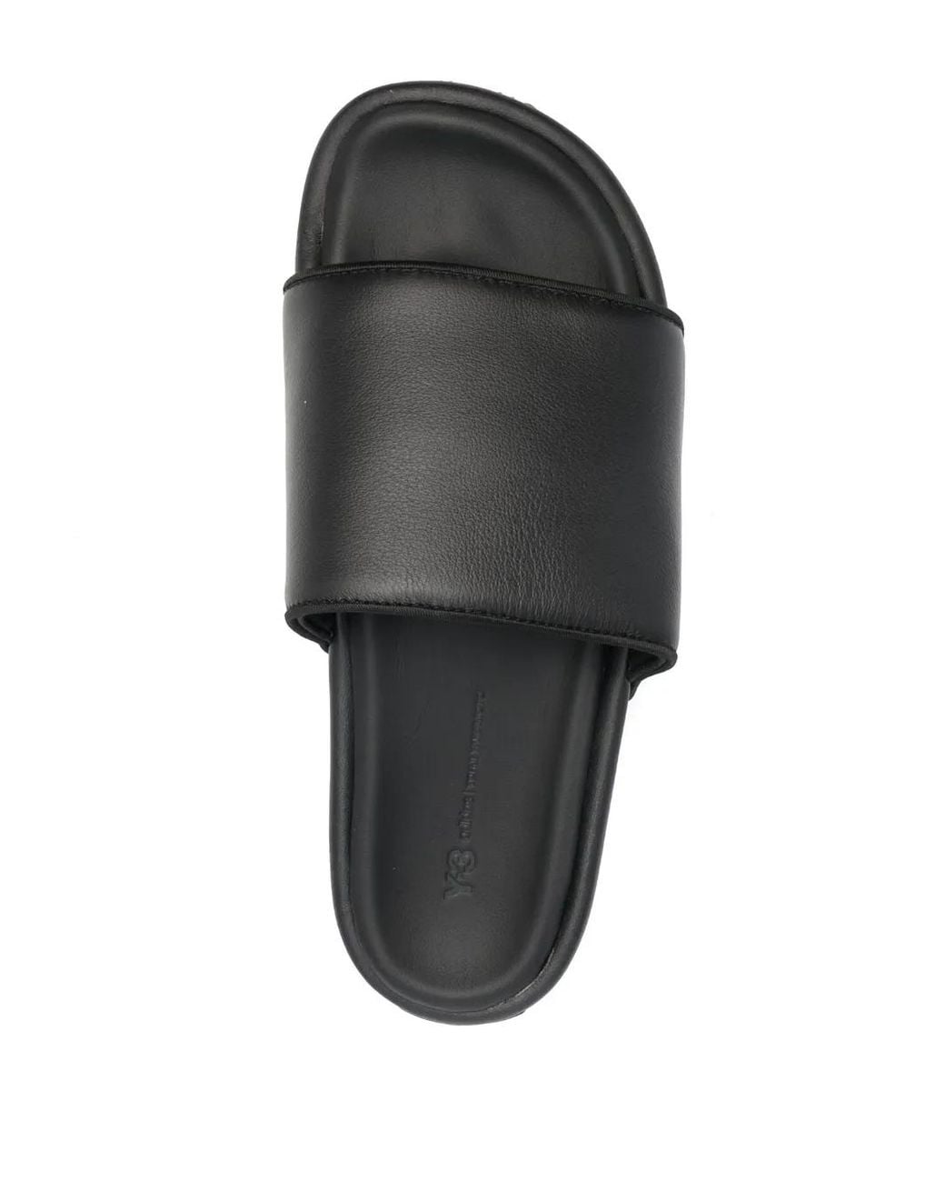 Y-3 Black Leather Flatform Slides - Men's - Rubber/calf Leather/fabric for men