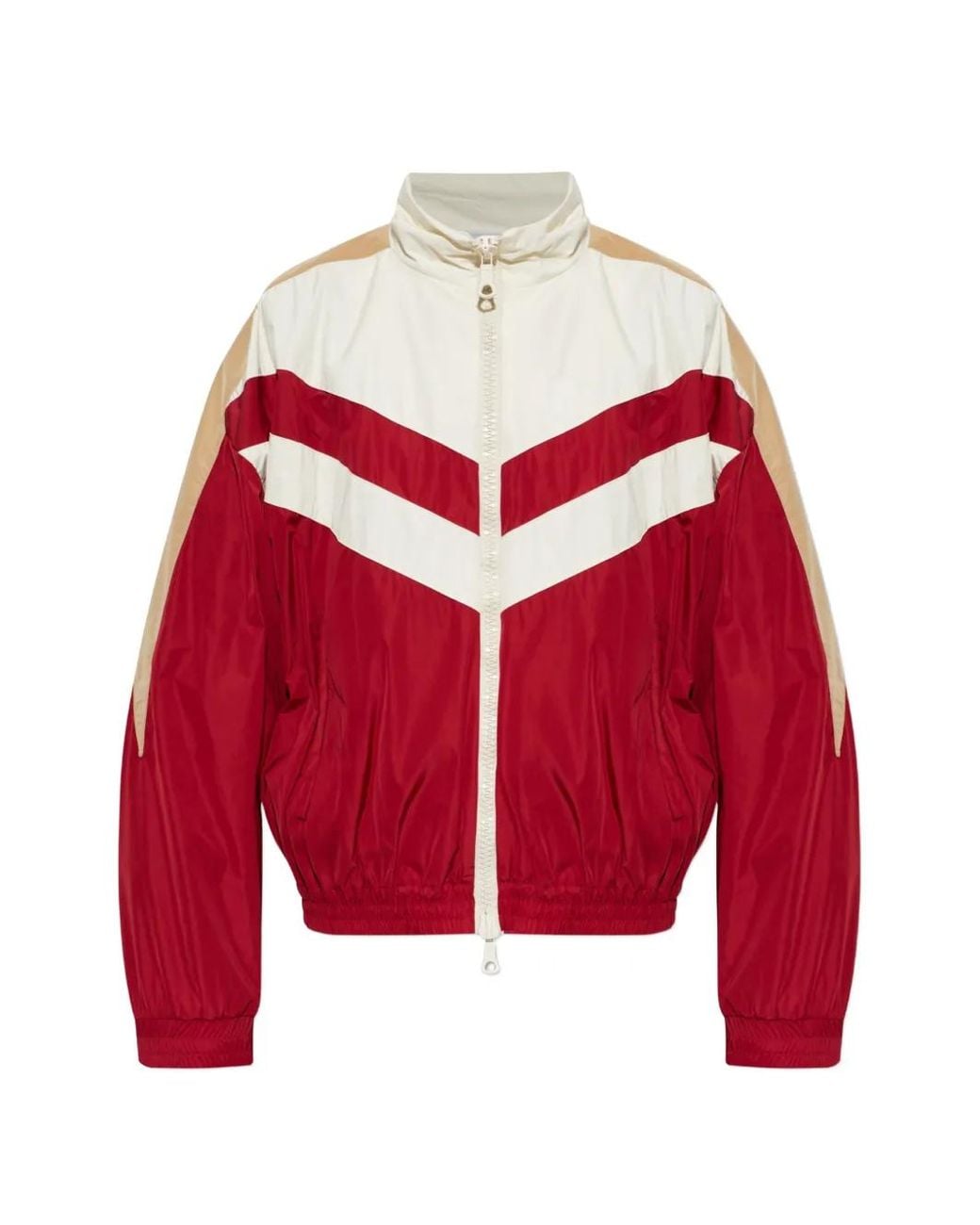 DSquared² Red Chevron-Patterned High-Neck Bomber Jacket for men