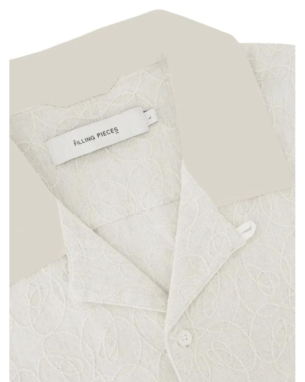 Filling Pieces White Floral-Embroidered Resort Shirt for men