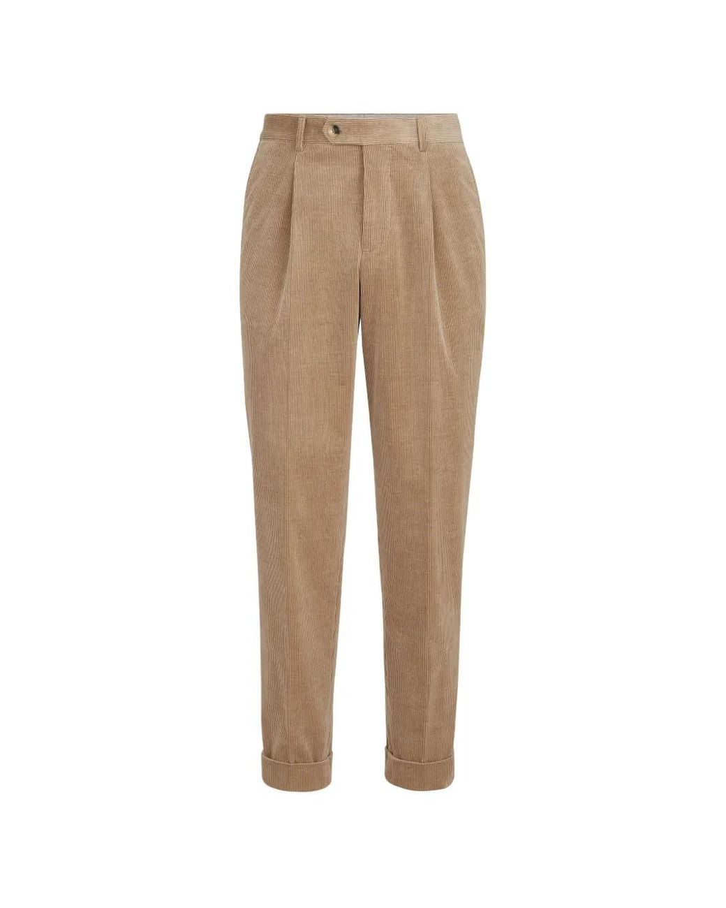 Brunello Cucinelli Natural Comfort Cotton And Cashmere Corduroy Trousers With Pleat for men