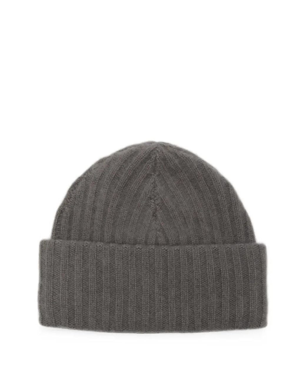 Liska Gray Lina Ribbed-Knit Beanie Hat