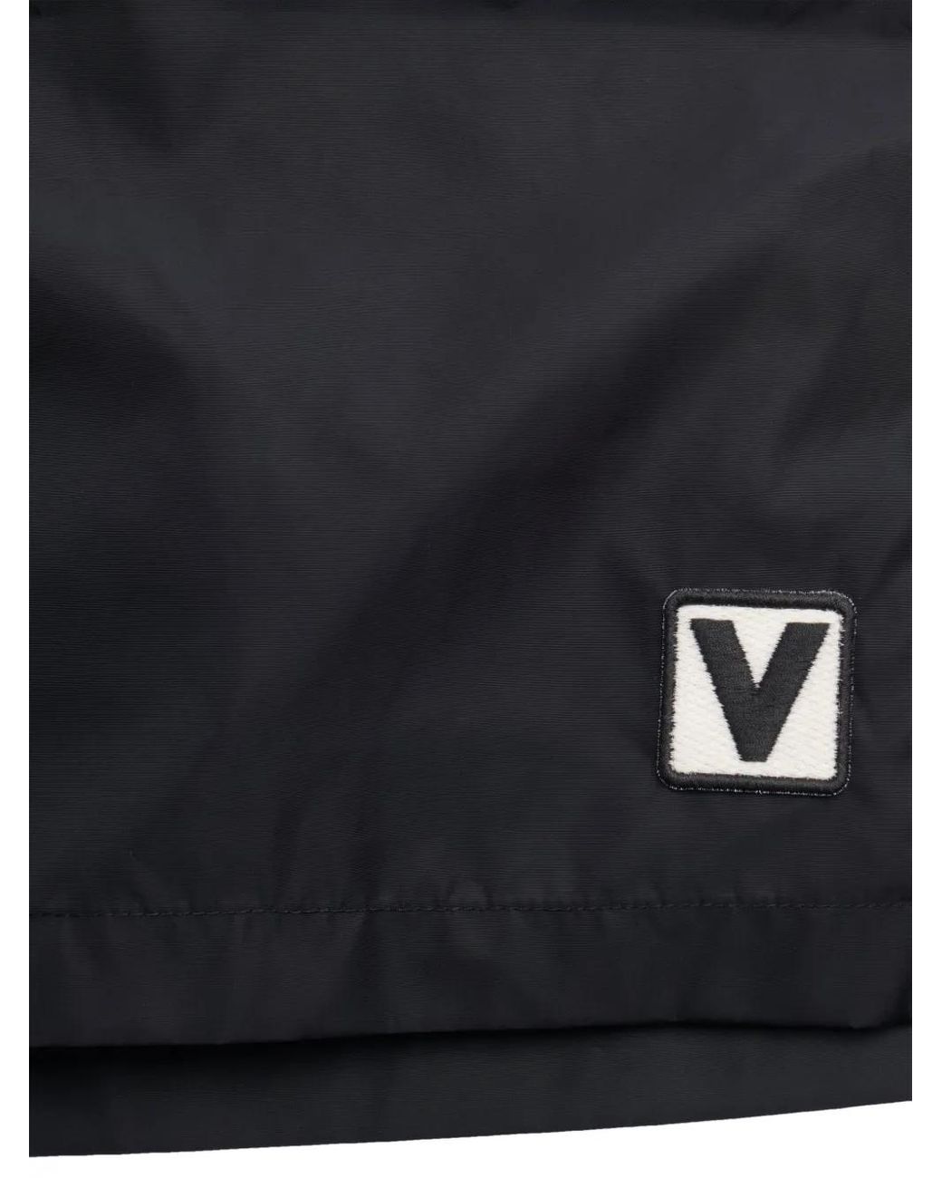 Valentino Garavani Black Chez-Patch Swim Shorts for men