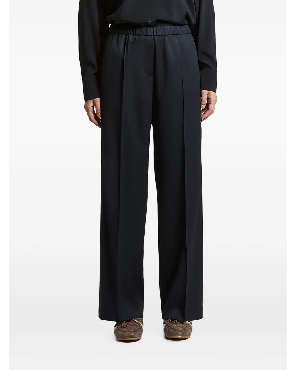 Peserico Black Elasticated-Waistband Palazzo Pants