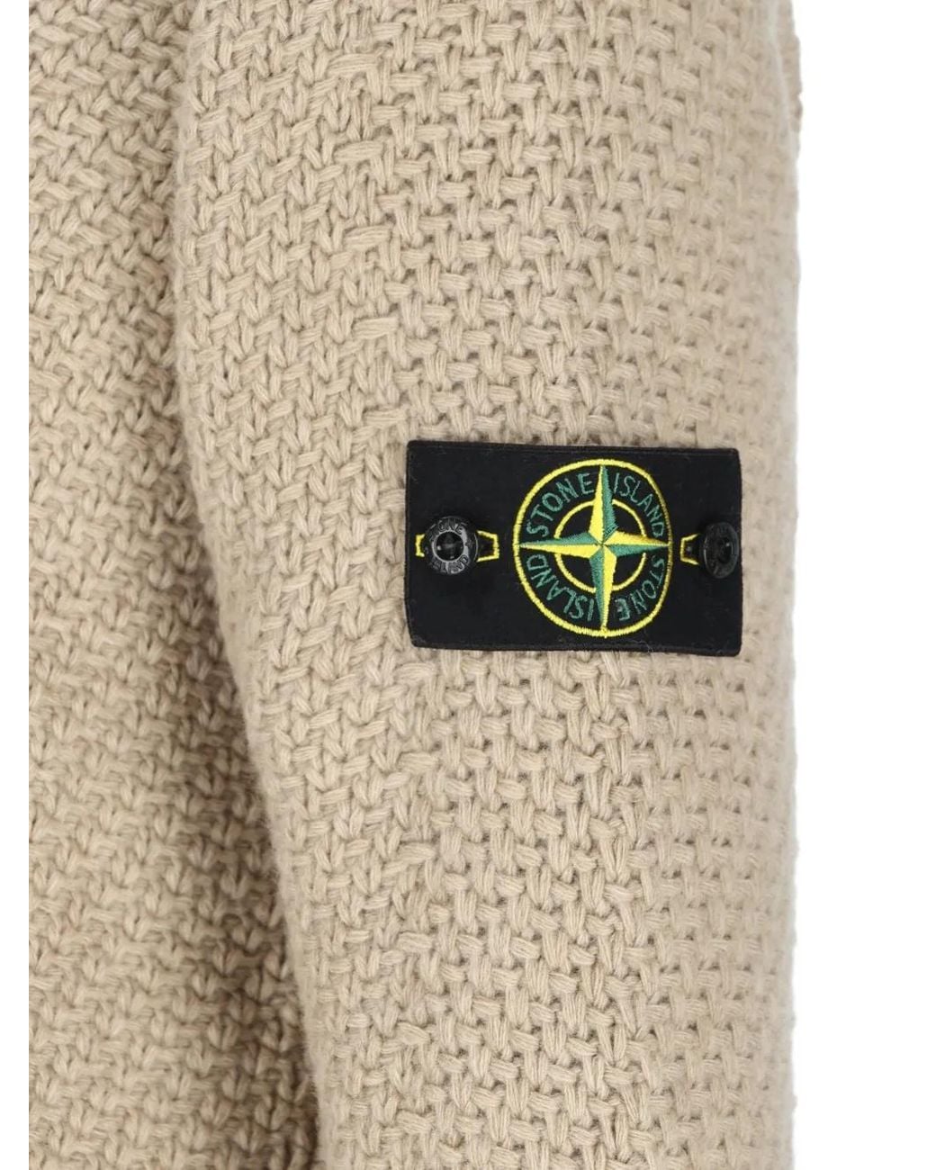 Stone Island Natural Basket-Weave Logo-Patch Sweater for men
