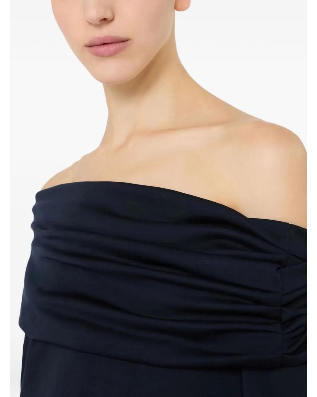 Max Mara Black Off-The-Shoulder Long-Sleeve Top