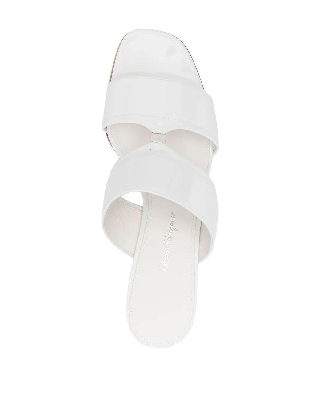 Ferragamo White Tot 55Mm Double-Strap Sandals