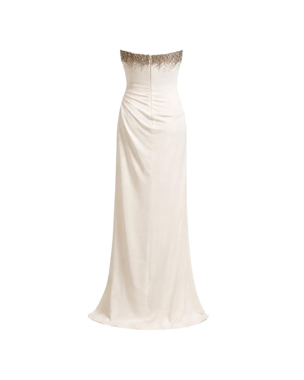 Amen White Crystal-Embellished Draped Dress