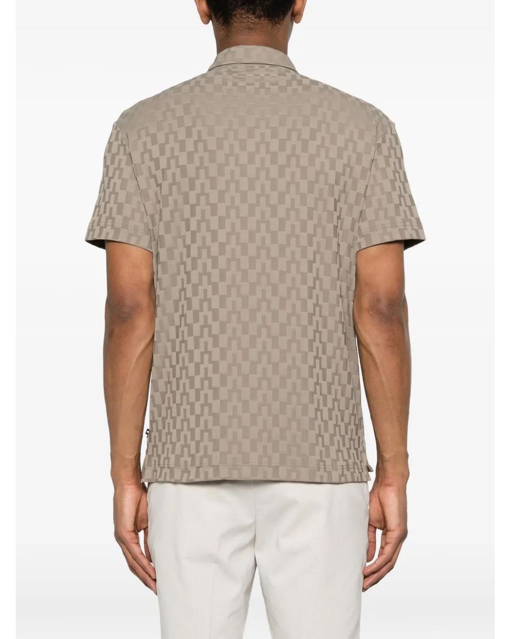 J.Lindeberg Gray Kofe Checkered Short-Sleeve Polo for men