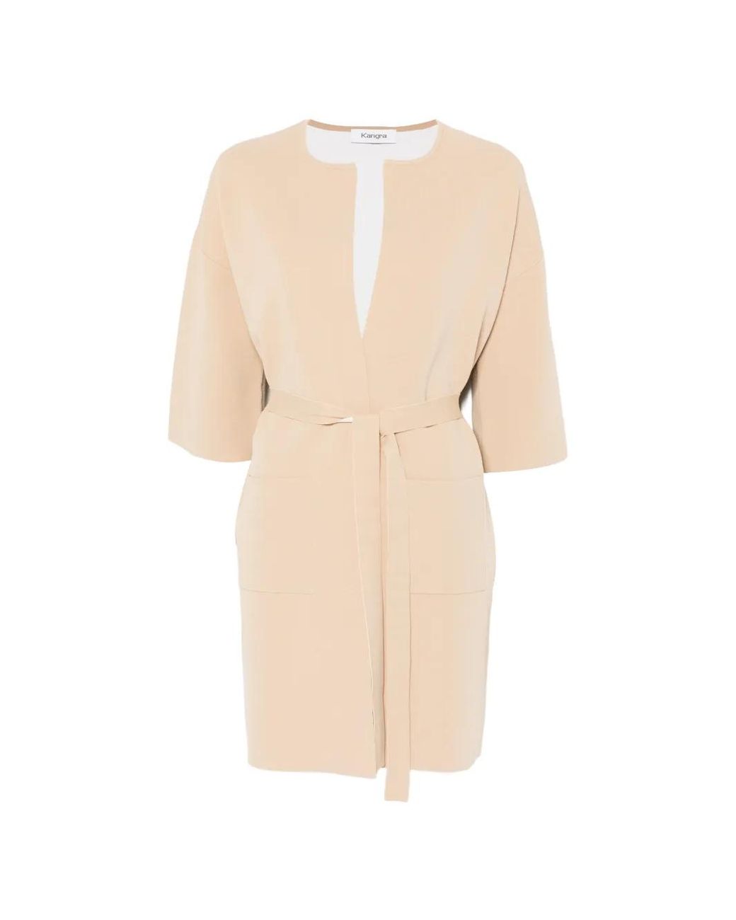 Kangra White Belted Coat
