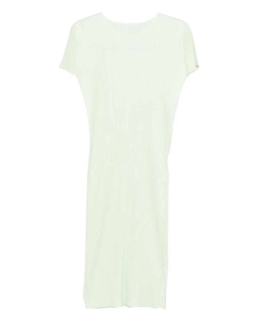 Pleats Please Issey Miyake White Pleated Dress