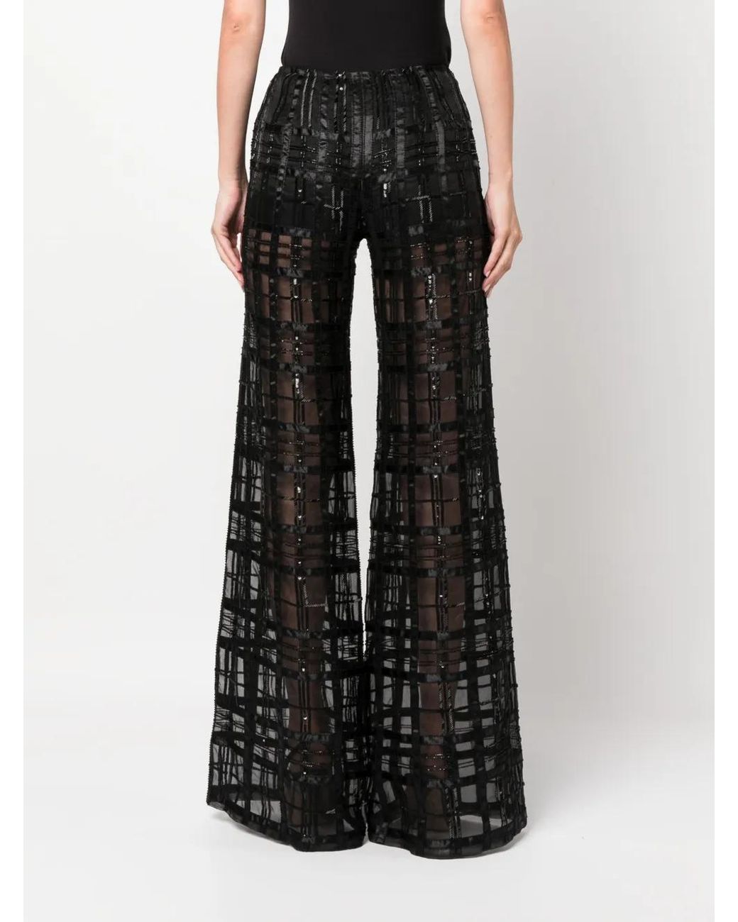 Alberta Ferretti Black Transparent Palazzo Trousers