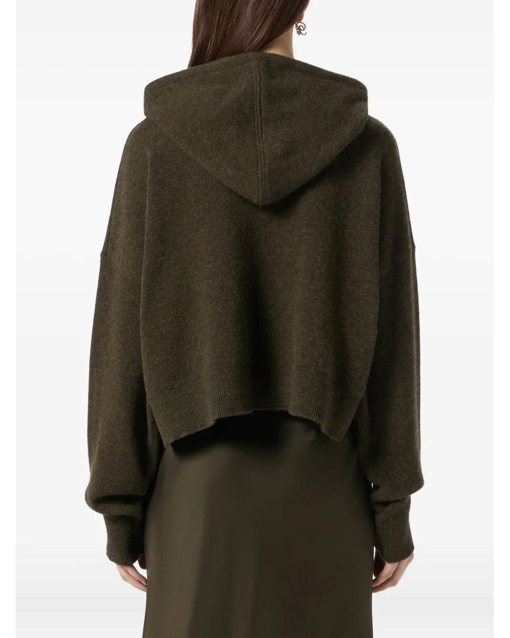 Blumarine Green Cropped Logo-Embellished Hoodie