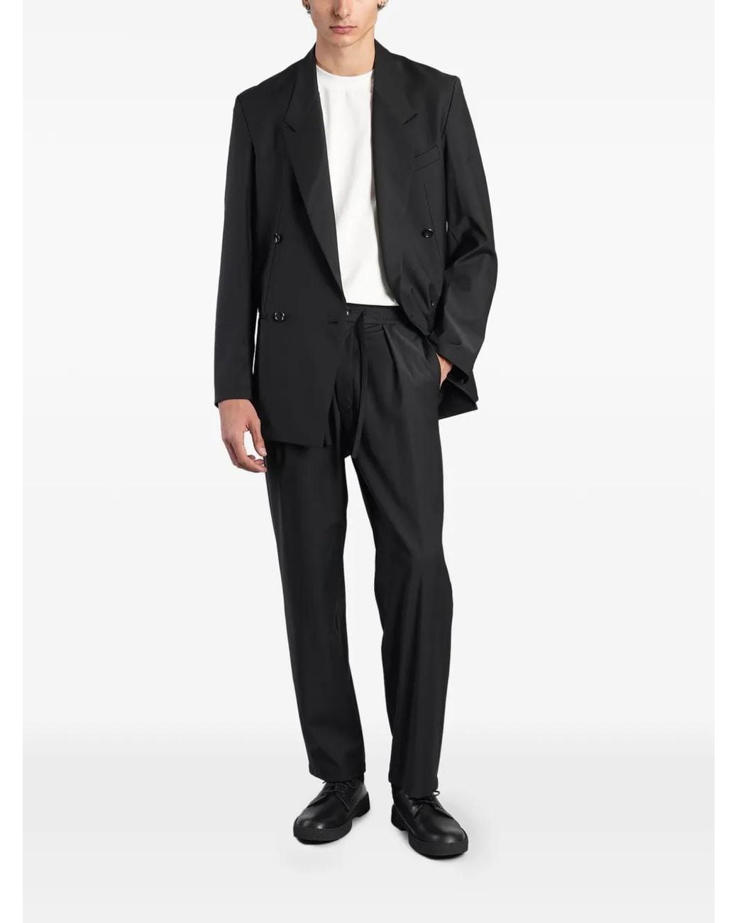Attachment Black Double-Breasted Suit Jacket for men
