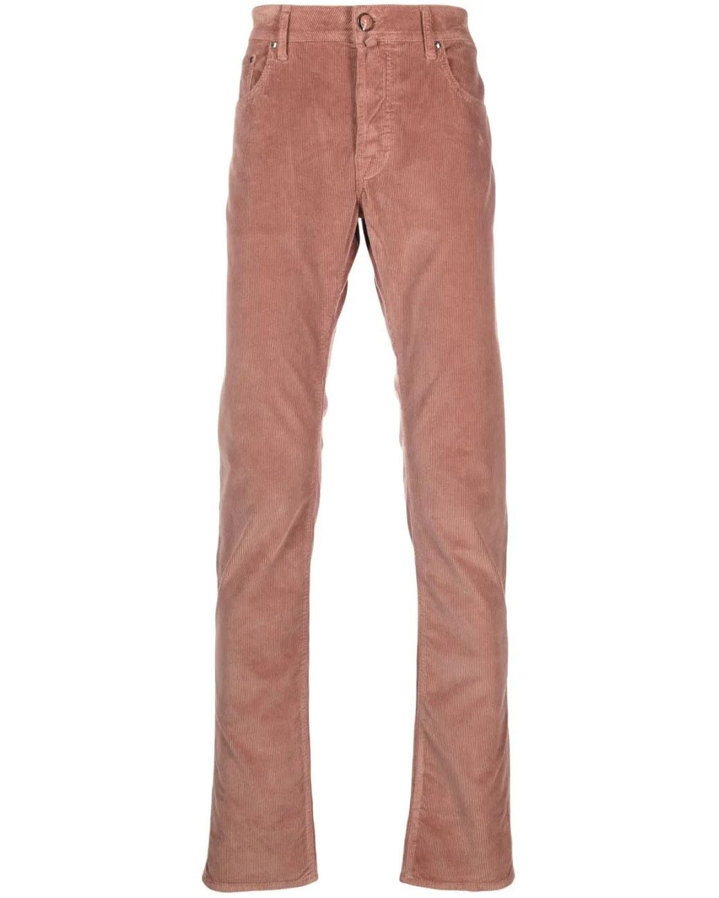 Jacob Cohen Red Mid-Rise Slim-Fit Corduroy Trousers for men