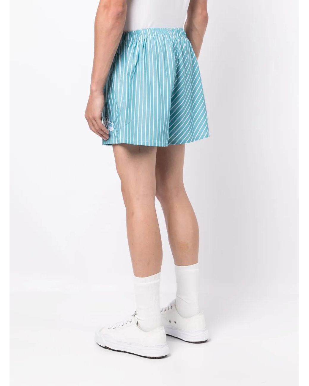 Palmier Blue Logo-Print Striped Cotton Shorts for men