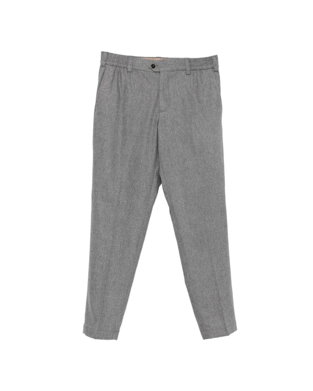 PT Torino Gray Elasticated-Waistband Tailored Trousers for men