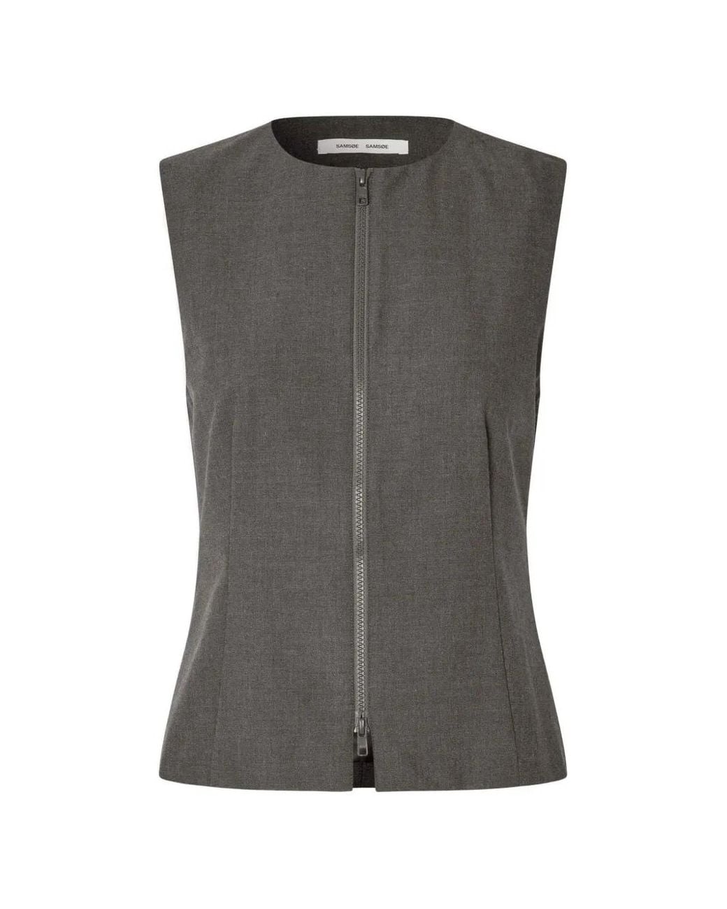 Samsøe & Samsøe Gray Sarima Zip-Up Sleeveless Vest