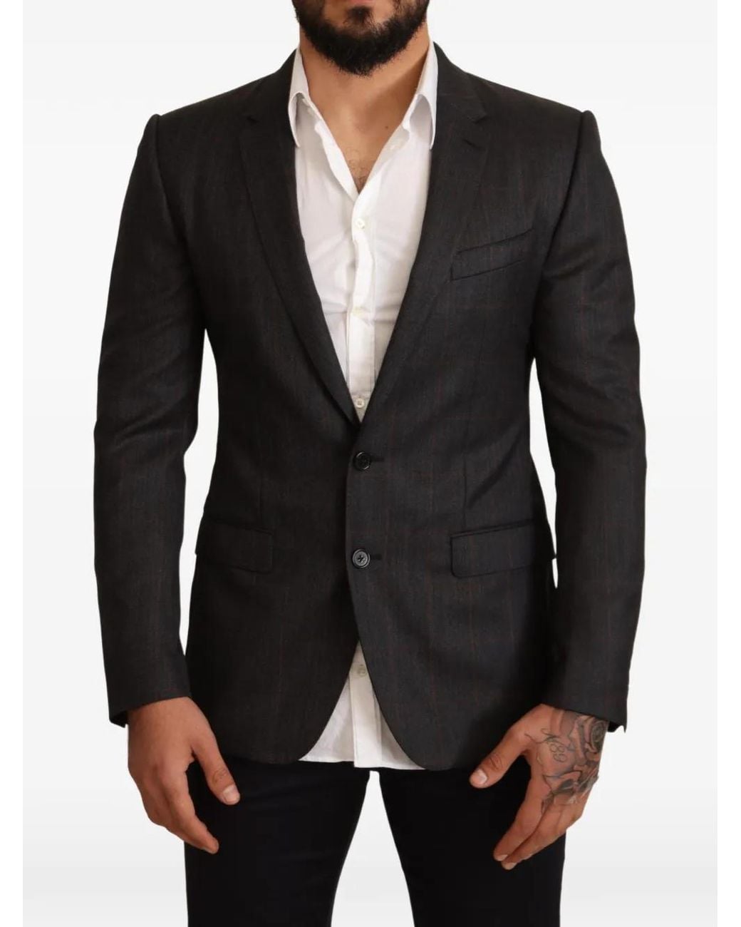 Dolce & Gabbana Black Martini Check Double-Breasted Blazer for men