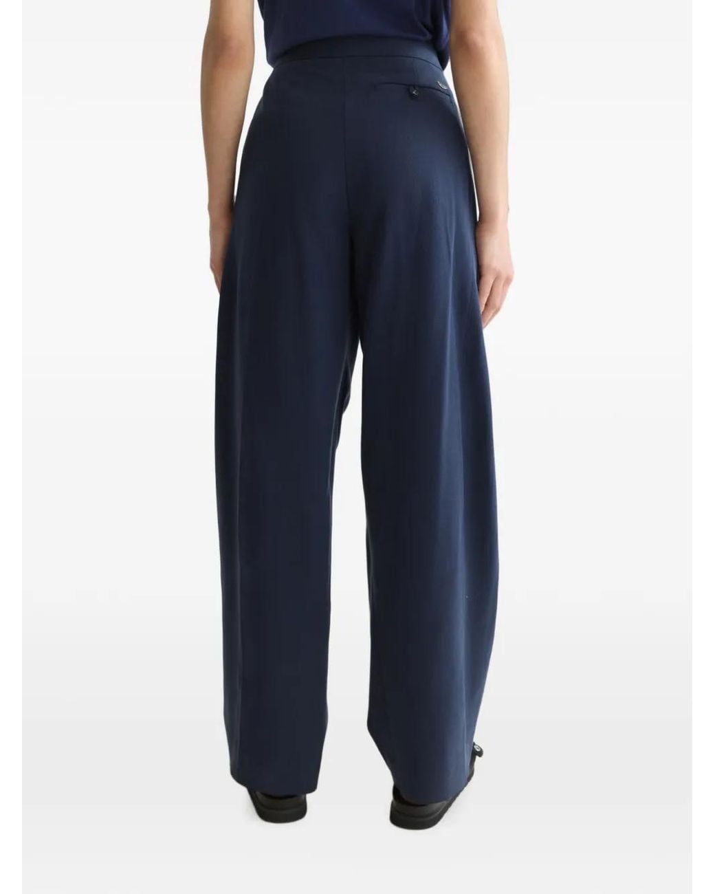 Scotch & Soda Blue Pleated Wide-Leg Trousers