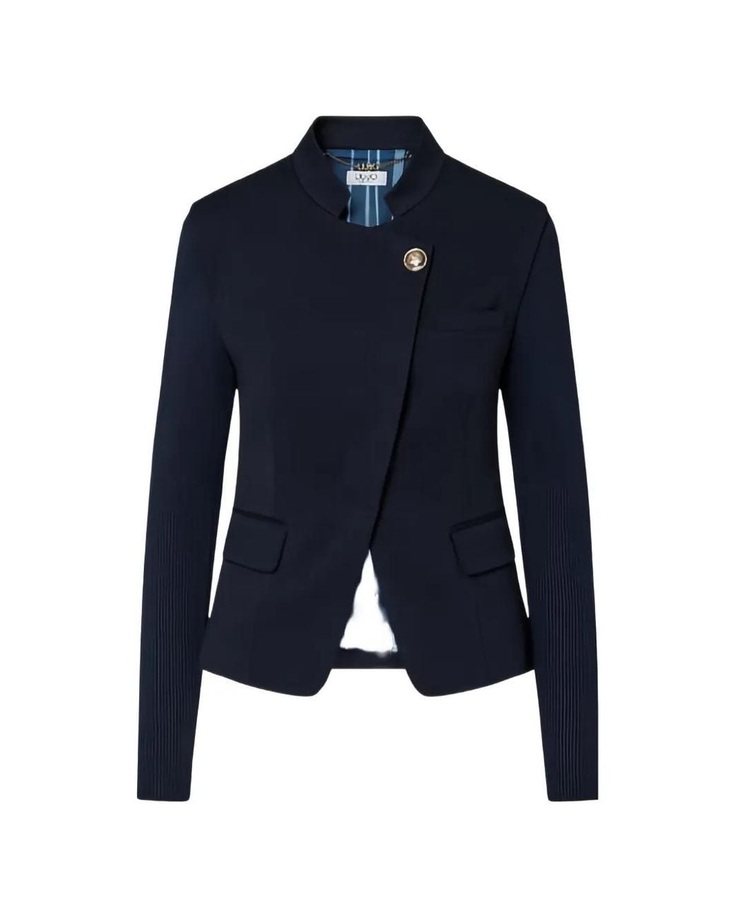 Liu Jo Blue Blazer With Knit Sleeves