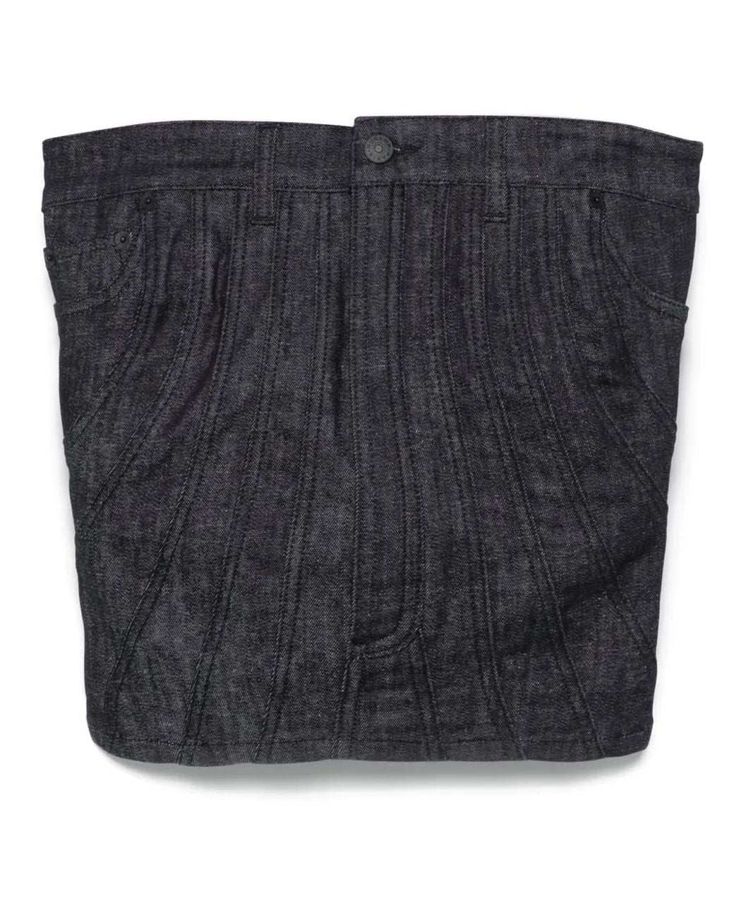 Mugler Denim Bustiere Top in het Black
