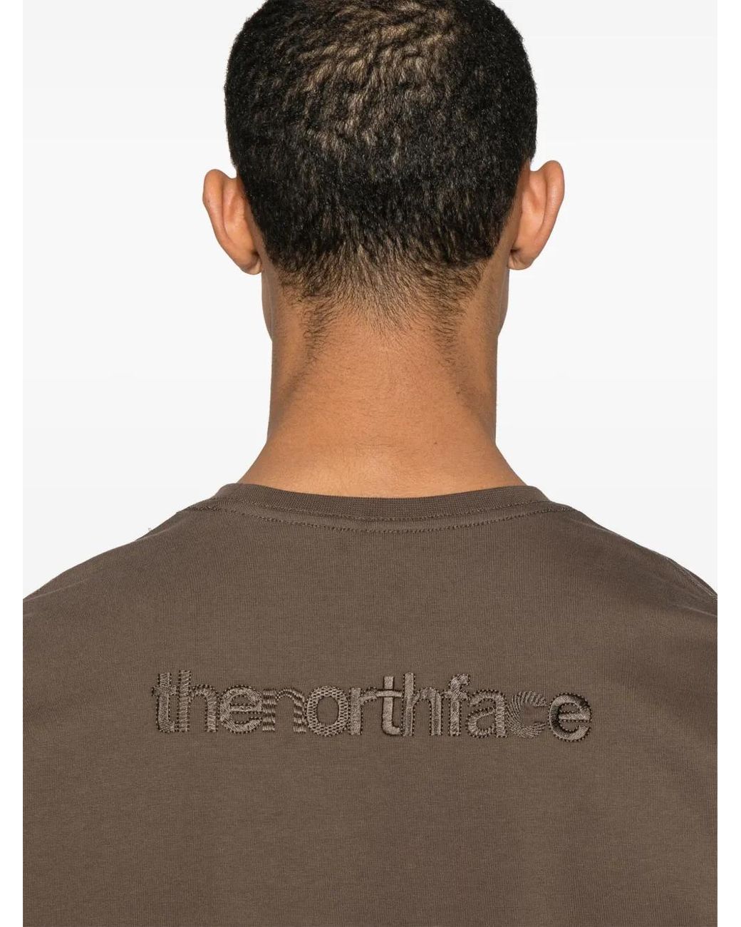 The North Face Brown Crewneck Solid T-Shirt for men